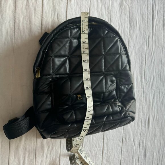 Zara Black Faux Leather Quilted Back Pack Bag Chain Handle - Picture 4 of 7
